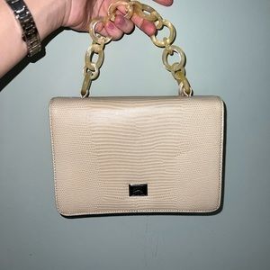 Moschino Cream Textured Bag with Gold Chain